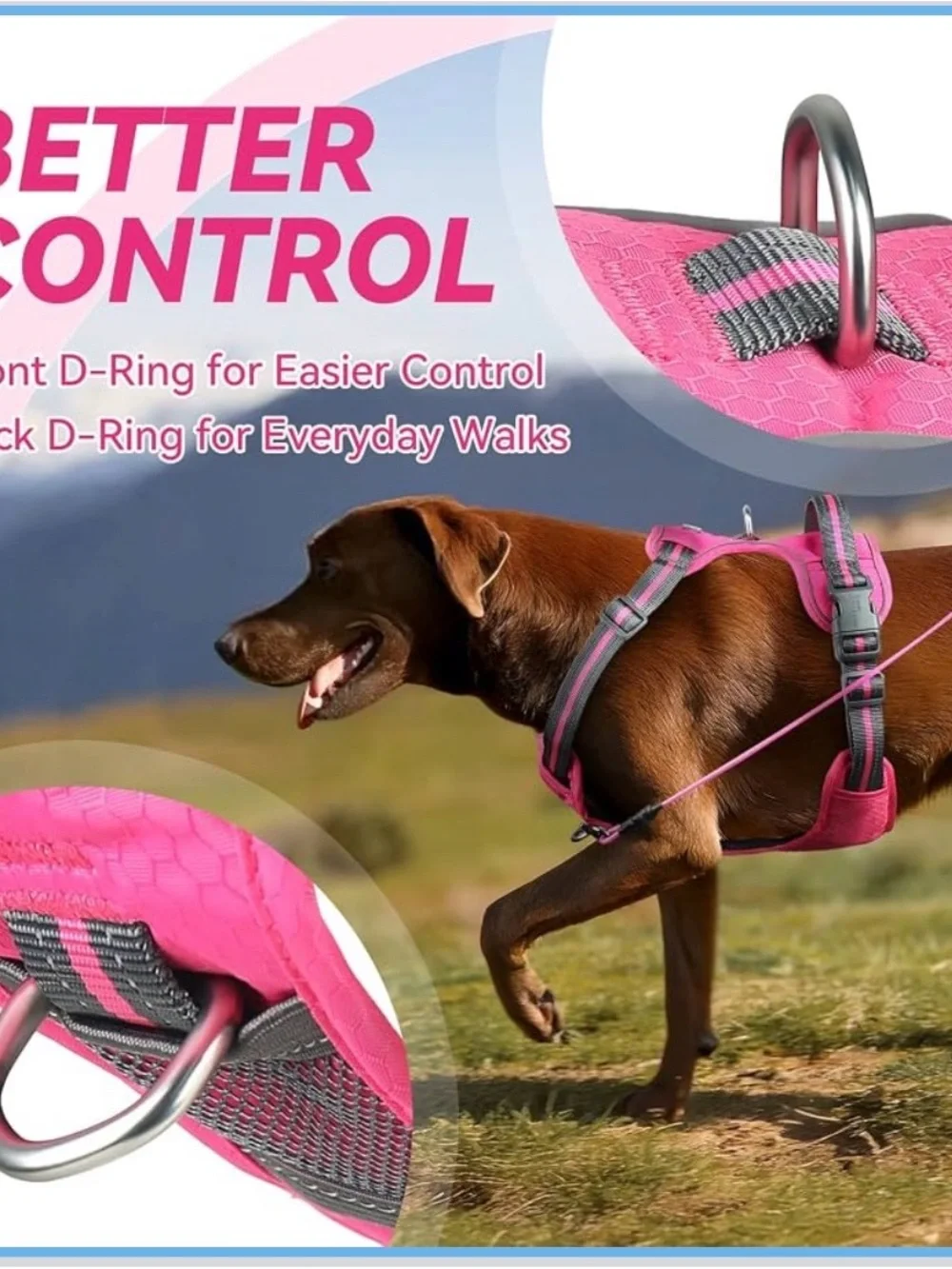No Pull Dog Harness Vest, XS, Pink - Patterned 10